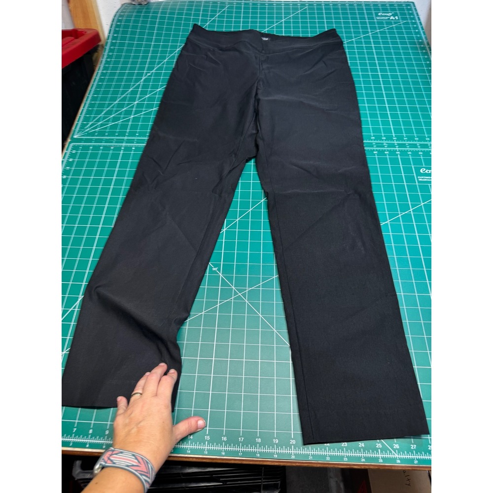 NIC+ZOE Womens Black Pull On Straight Leg Dress Pants Trousers Size 14